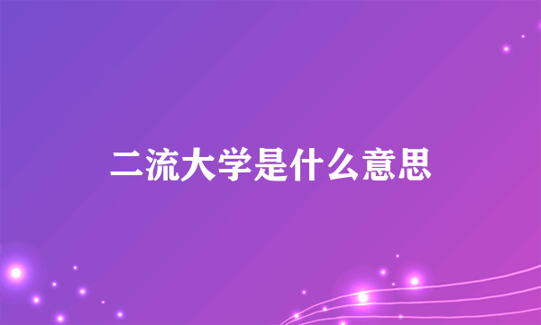 二流大学是什么意思