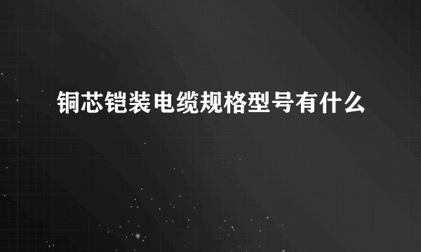 铜芯铠装电缆规格型号有什么