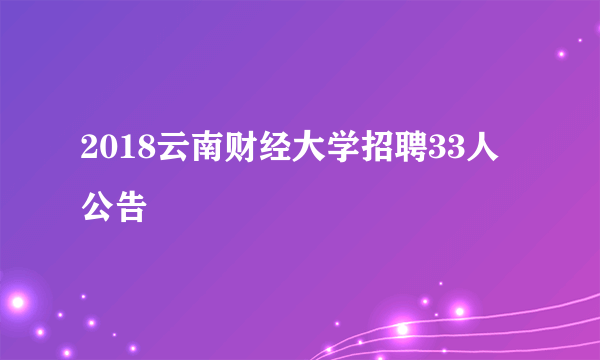 2018云南财经大学招聘33人公告