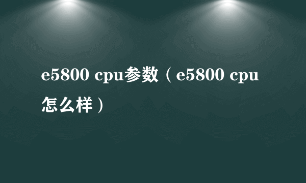 e5800 cpu参数（e5800 cpu怎么样）