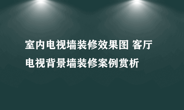 室内电视墙装修效果图 客厅电视背景墙装修案例赏析