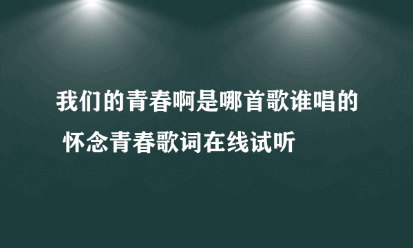 我们的青春啊是哪首歌谁唱的 怀念青春歌词在线试听