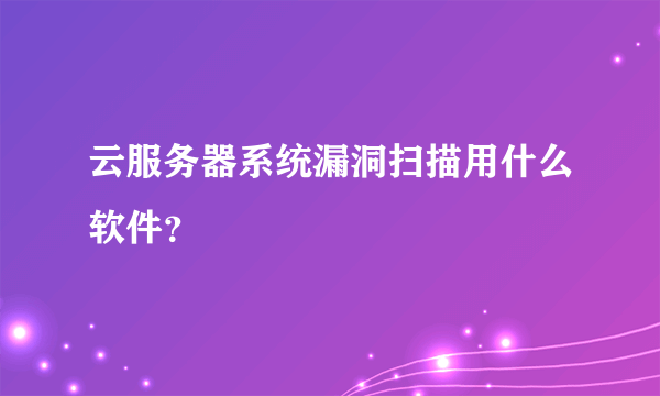 云服务器系统漏洞扫描用什么软件？