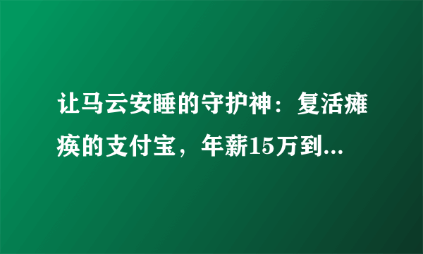 让马云安睡的守护神：复活瘫痪的支付宝，年薪15万到身价上亿