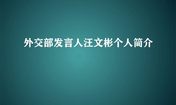 外交部发言人汪文彬个人简介