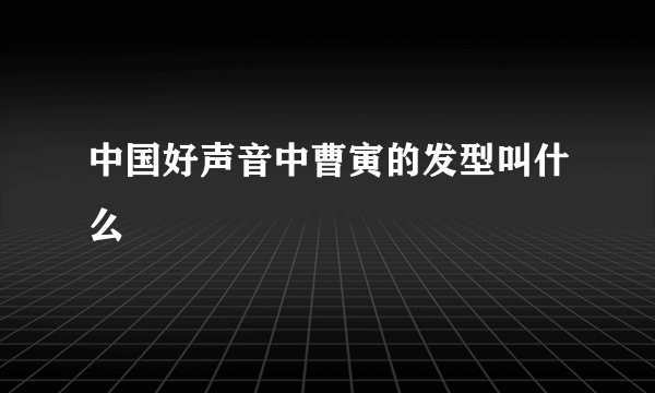 中国好声音中曹寅的发型叫什么