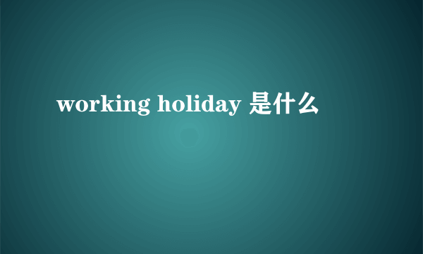 working holiday 是什么