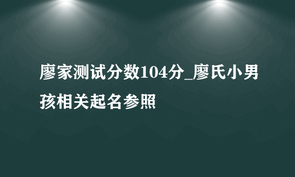 廖家测试分数104分_廖氏小男孩相关起名参照