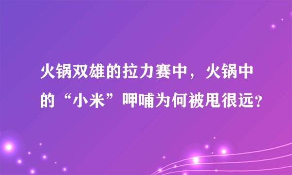 火锅双雄的拉力赛中，火锅中的“小米”呷哺为何被甩很远？