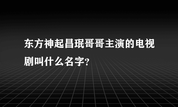 东方神起昌珉哥哥主演的电视剧叫什么名字？