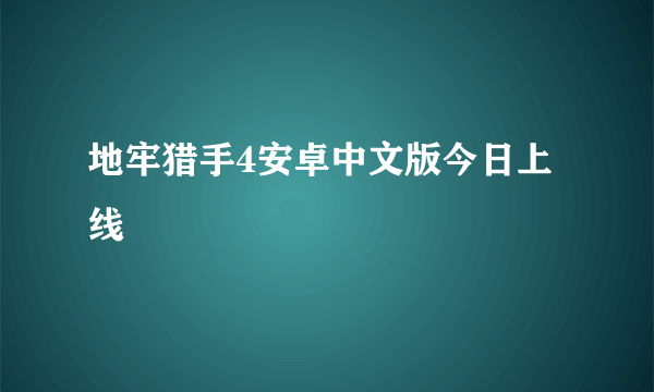 地牢猎手4安卓中文版今日上线