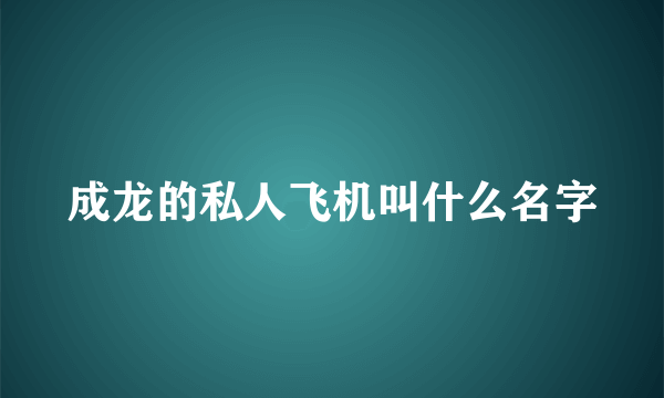 成龙的私人飞机叫什么名字