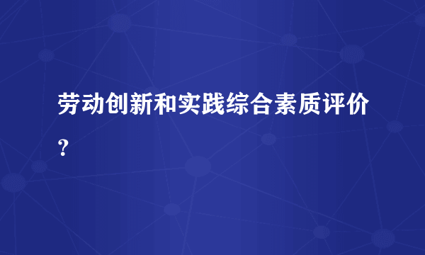 劳动创新和实践综合素质评价？