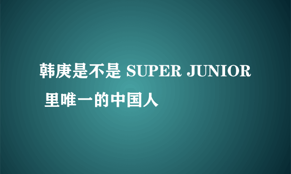 韩庚是不是 SUPER JUNIOR 里唯一的中国人