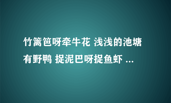 竹篱笆呀牵牛花 浅浅的池塘有野鸭 捉泥巴呀捉鱼虾 农家的生活乐无涯 这首儿歌的歌名叫什么