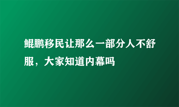 鲲鹏移民让那么一部分人不舒服，大家知道内幕吗