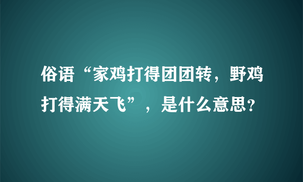 俗语“家鸡打得团团转，野鸡打得满天飞”，是什么意思？