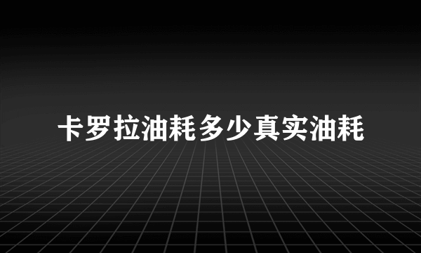 卡罗拉油耗多少真实油耗