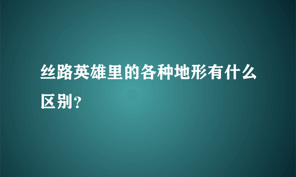 丝路英雄里的各种地形有什么区别？