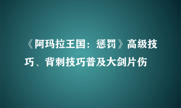 《阿玛拉王国：惩罚》高级技巧、背刺技巧普及大剑片伤