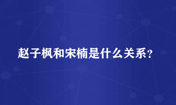 赵子枫和宋楠是什么关系？