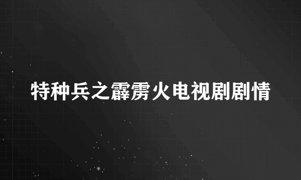 特种兵之霹雳火电视剧剧情