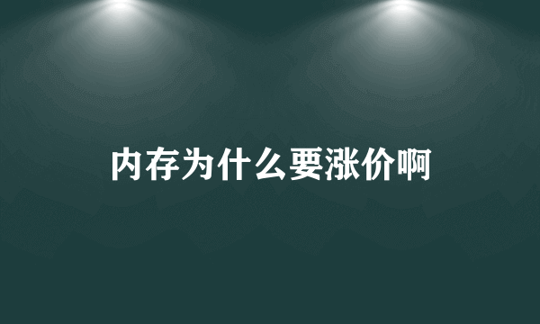 内存为什么要涨价啊