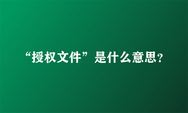 “授权文件”是什么意思？