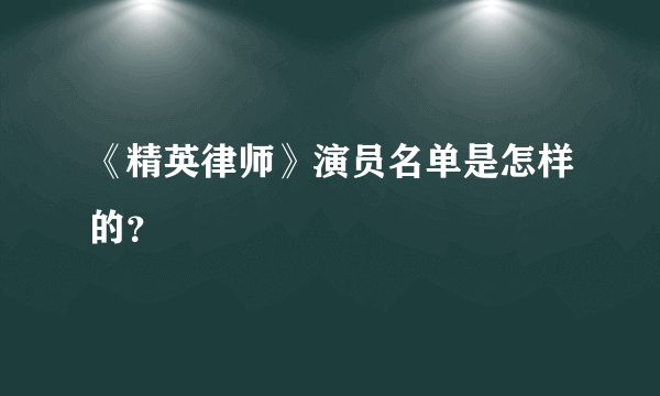 《精英律师》演员名单是怎样的？