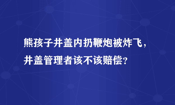 熊孩子井盖内扔鞭炮被炸飞，井盖管理者该不该赔偿？