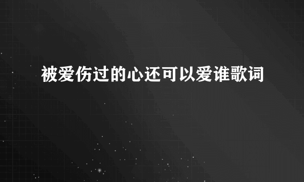 被爱伤过的心还可以爱谁歌词