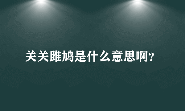 关关雎鸠是什么意思啊？