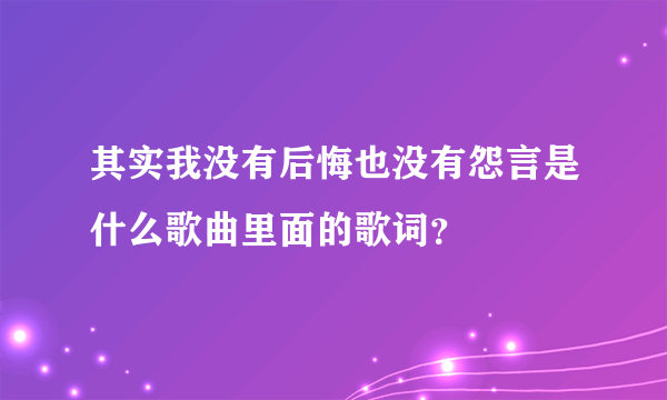 其实我没有后悔也没有怨言是什么歌曲里面的歌词？