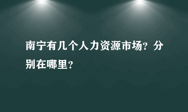 南宁有几个人力资源市场？分别在哪里？