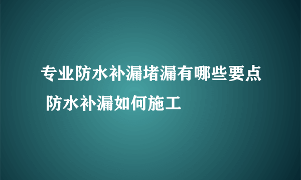 专业防水补漏堵漏有哪些要点 防水补漏如何施工