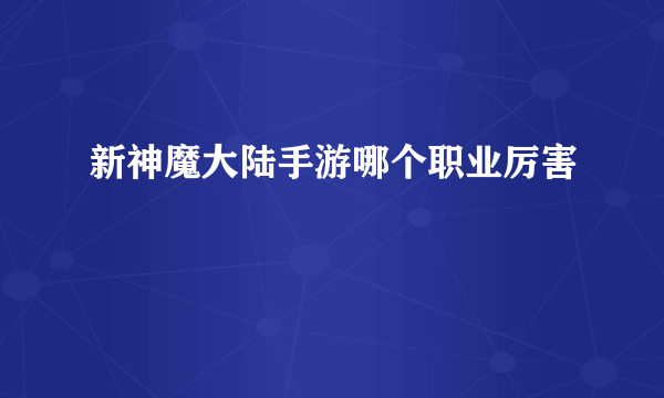 新神魔大陆手游哪个职业厉害