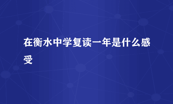 在衡水中学复读一年是什么感受