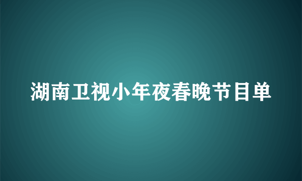 湖南卫视小年夜春晚节目单