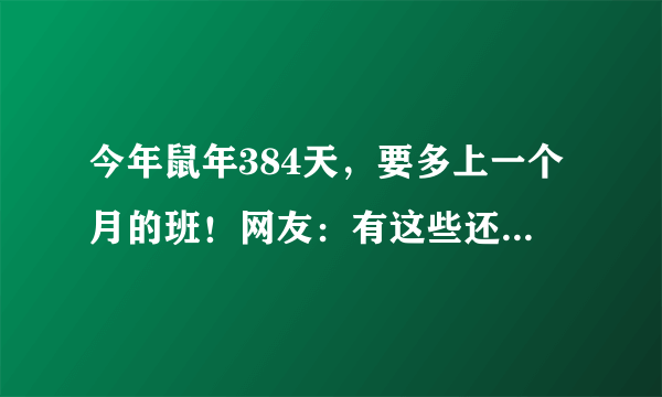 今年鼠年384天，要多上一个月的班！网友：有这些还是很开心