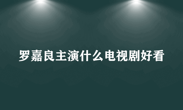 罗嘉良主演什么电视剧好看