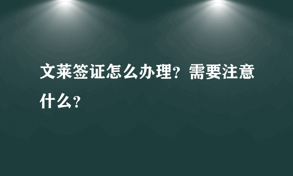 文莱签证怎么办理？需要注意什么？