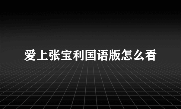 爱上张宝利国语版怎么看