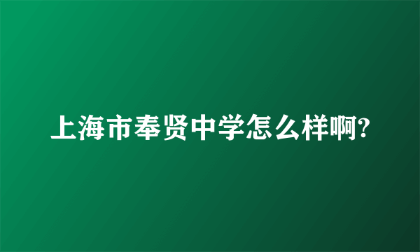 上海市奉贤中学怎么样啊?