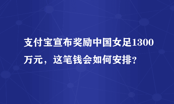 支付宝宣布奖励中国女足1300万元，这笔钱会如何安排？