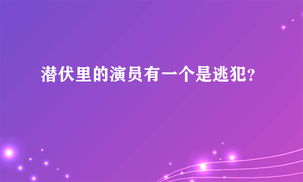 潜伏里的演员有一个是逃犯？