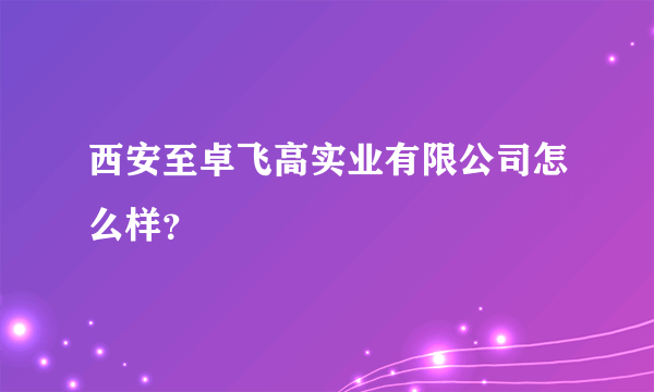 西安至卓飞高实业有限公司怎么样？