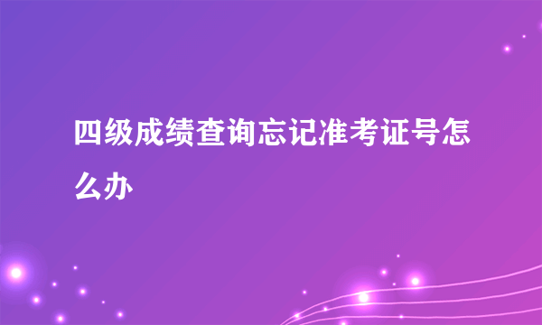 四级成绩查询忘记准考证号怎么办