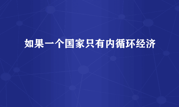 如果一个国家只有内循环经济