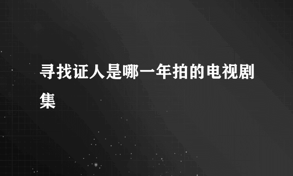 寻找证人是哪一年拍的电视剧集