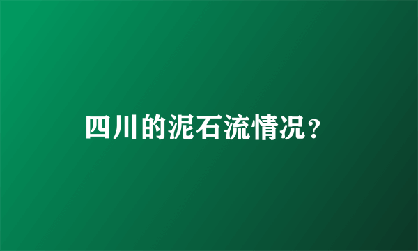 四川的泥石流情况？